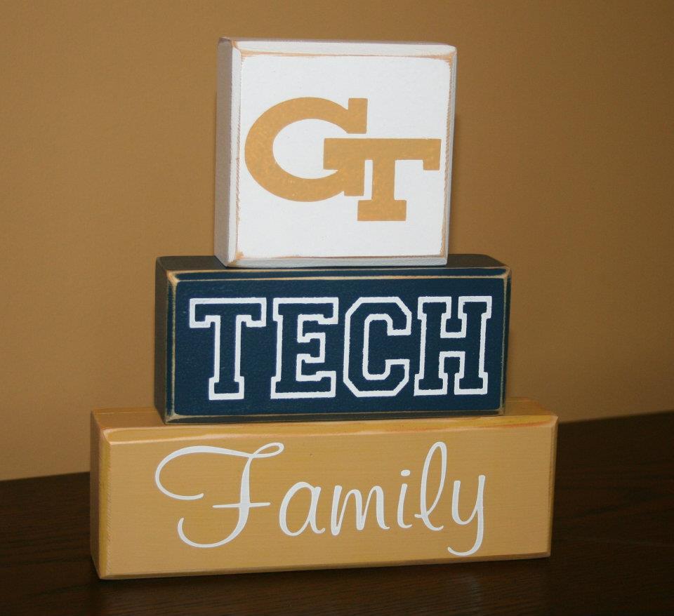 GT Georgia Tech Blocks Ready to Ship Hand Painted