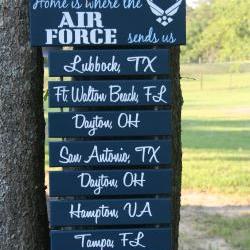 1 Duty Stations "Home is where the Marine Corps, Army, Navy, Coast Guard, Air Force sends us" sign