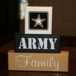 ARMY Family Blocks Military Decor Shelf Sitter