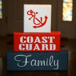 Coast Guard Military Family Blocks Shelf Sitter