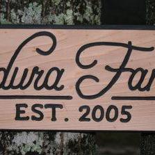 Family Name Sign Hand Carved on cedar in Beautiful Script